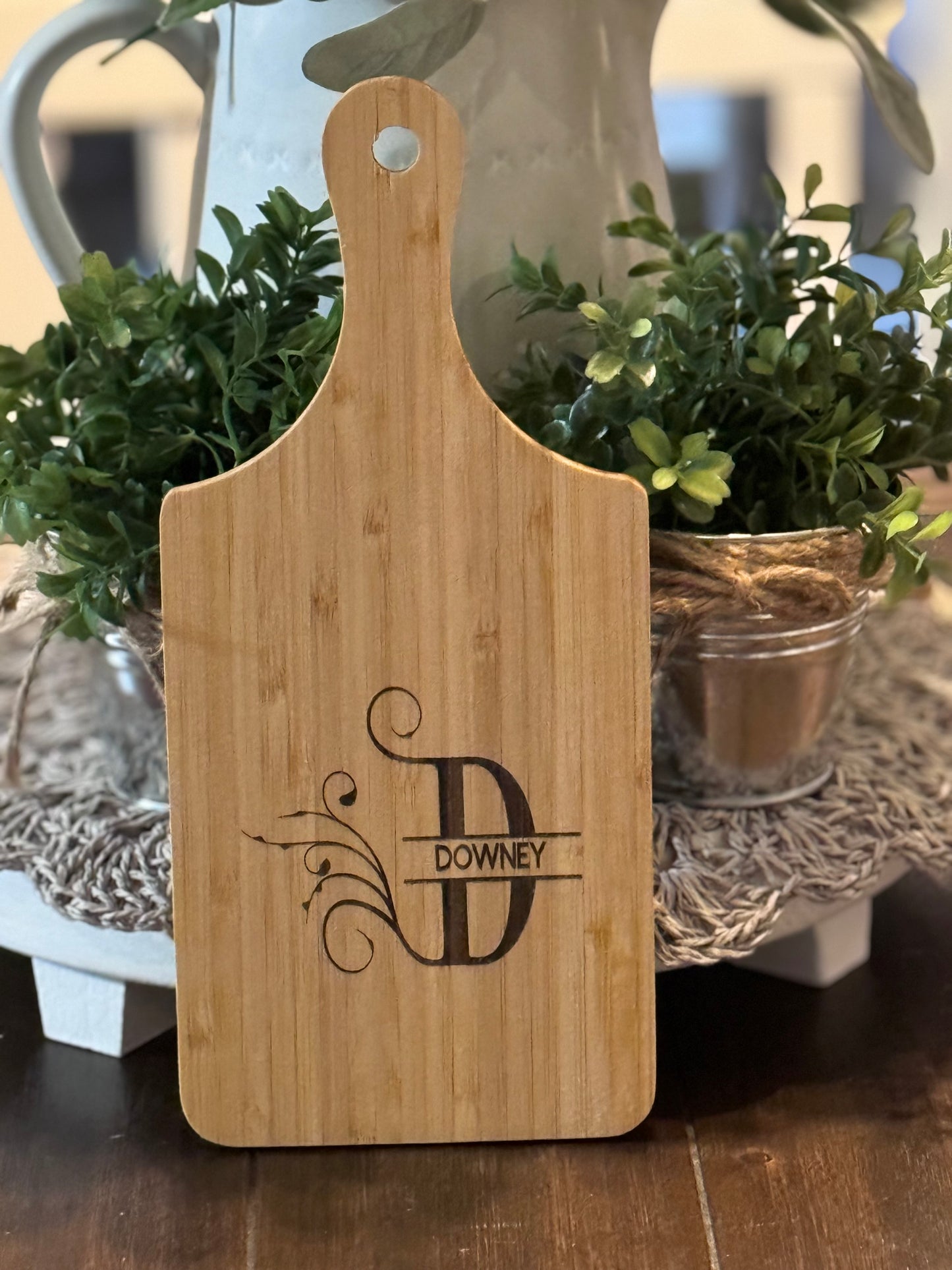 11"x5" Customized Bamboo MINI Charcuterie board with handle