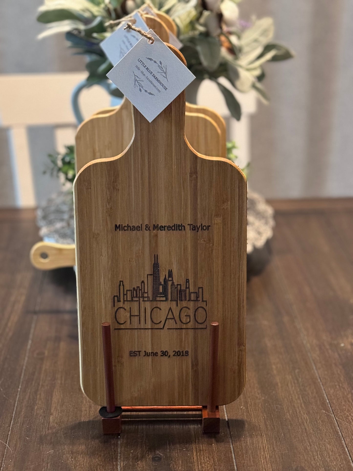 15"x7" Customized Bamboo Charcuterie With Handle